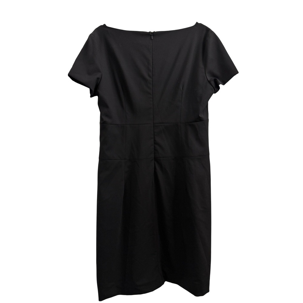 LaVia18‎ Piazza Sempione Black Virgin Wool V-Neck Sheath Dress Italy Size IT 48 - Picture 3 of 8